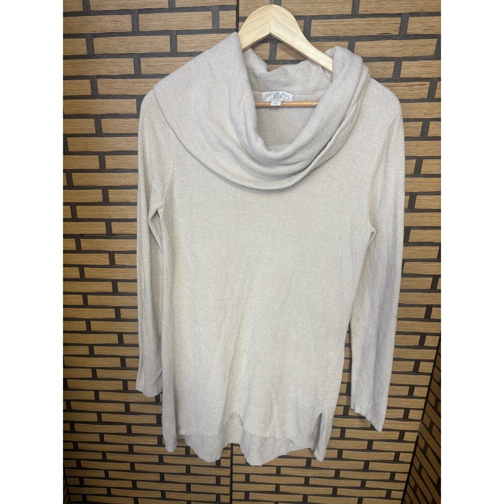 Barefoot Dreams Tan Cowl Neck‎ Cozylite Ultra Lite Knit Tunic Size Small